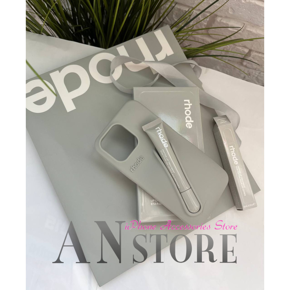 Чохол rhode на iPhone 12 pro в сірому кольорі LIP CASE GREY COLOR без блиска для губ
